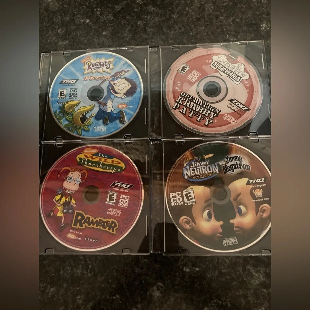 Lot of 4 Kids PC Games Nickelodeon Rugrats SpongeBob Jimmy Neutron Thornberrys
